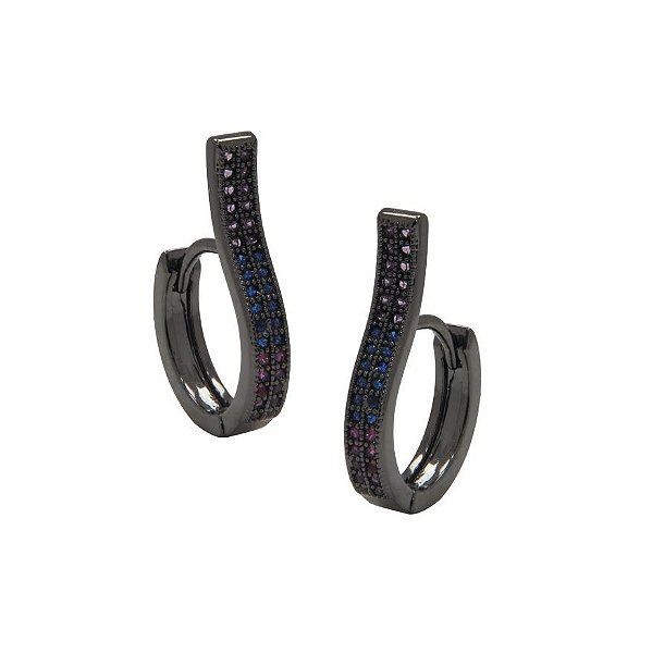 ARGOLA COM DUAS FILEIRAS DE ZIRCÔNIAS COLORS BANHADA A RÓDIO NEGRO