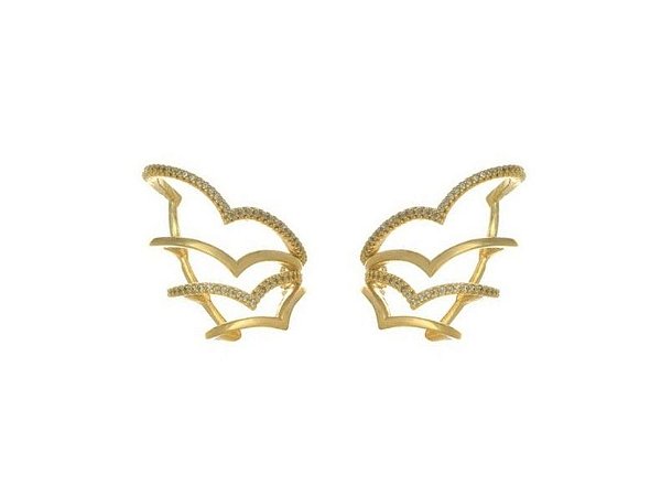 EAR CUFF QUATRO FILEIRAS TRABALHADAS BANHADO A OURO
