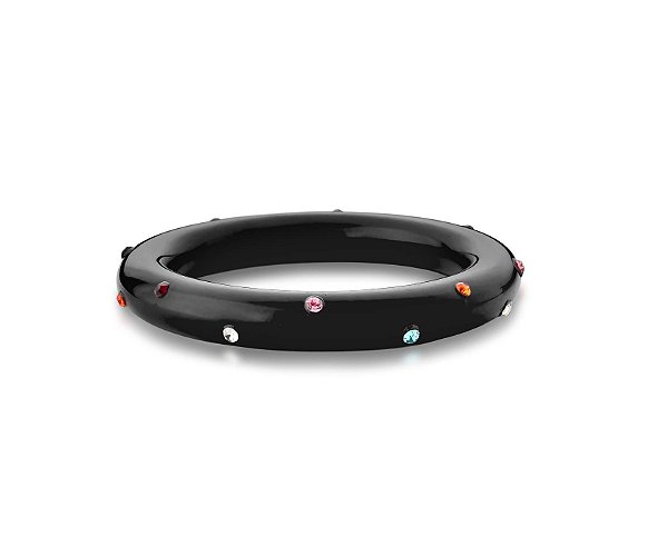 BRACELETE ESTREITO EM ACRÍLICO COM PONTOS COLORIDOS