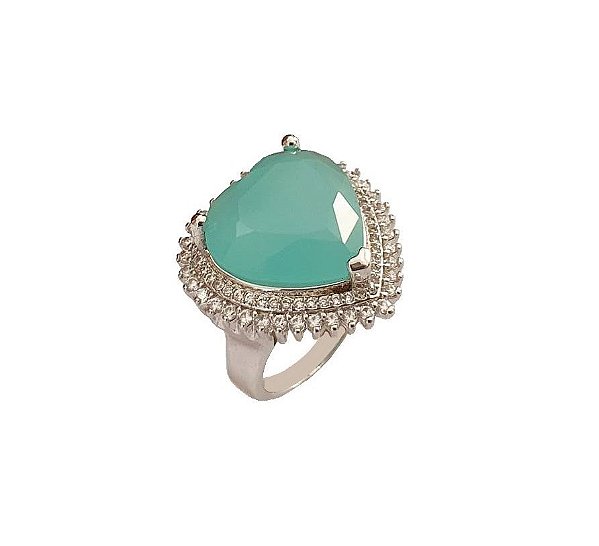 ANEL MAXI CORAÇÃO ACQUA E CRAVAÇÃO LATERAL BANHADO A RÓDIO