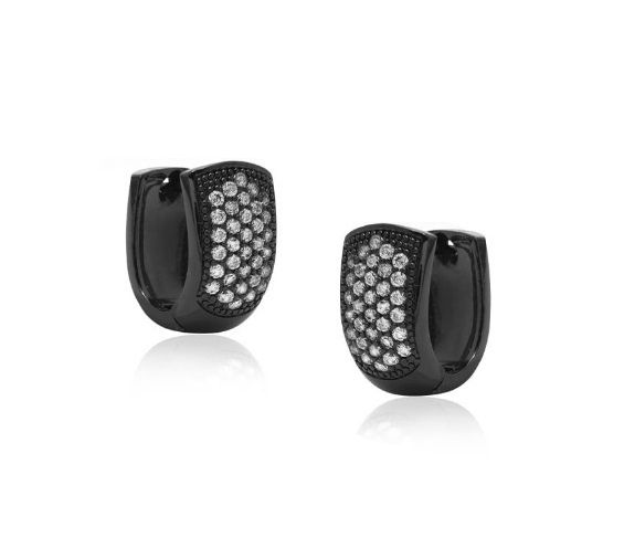 ARGOLA M COM CRAVAÇÃO DE ZIRCÔNIAS CRISTAIS BANHADA A RÓDIO NEGRO