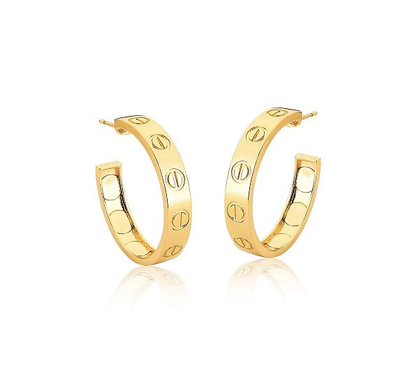 MEIA ARGOLA LISA MÉDIA BANHADA A OURO