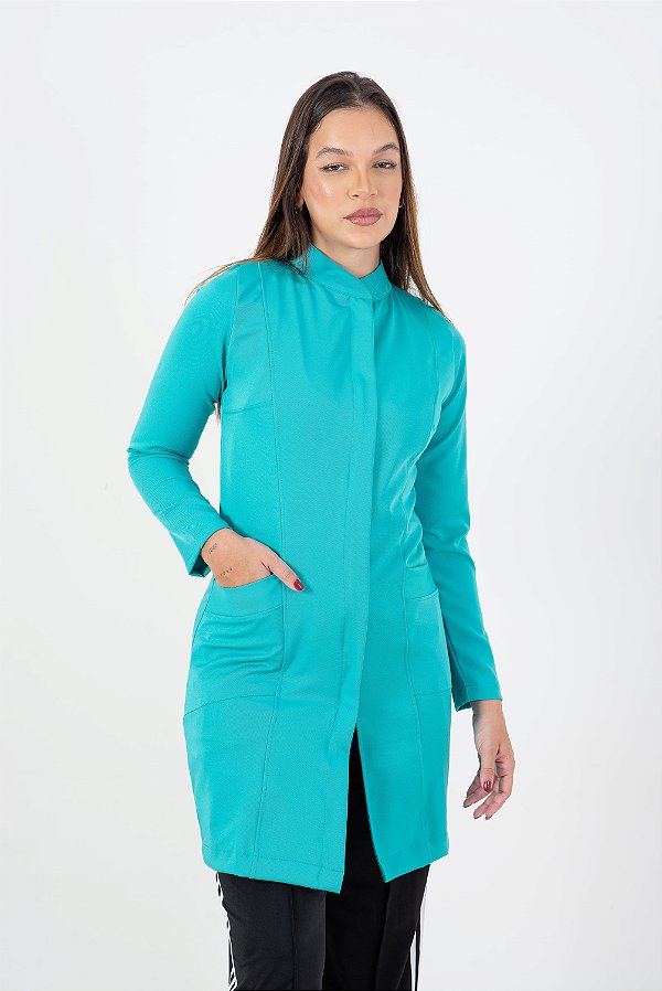 Jaleco Zíper Embutido Azul Cancún