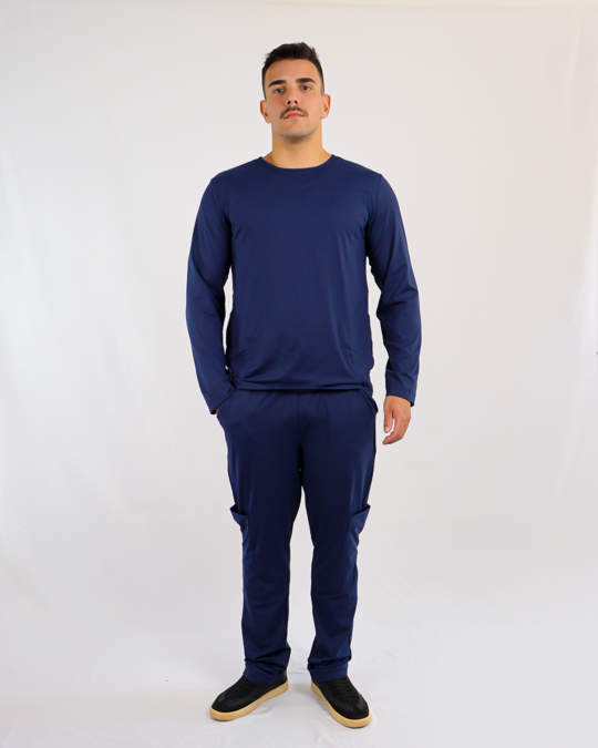 Scrub Antônio Manga Longa Azul Marinho