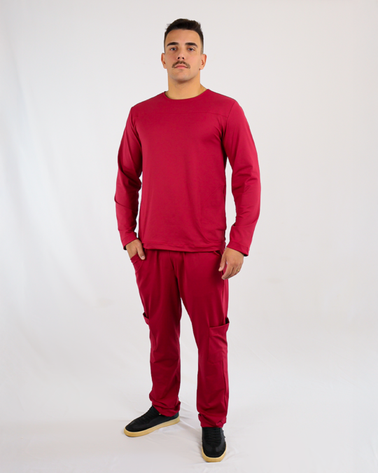 Scrub Antônio Manga Longa Bordô