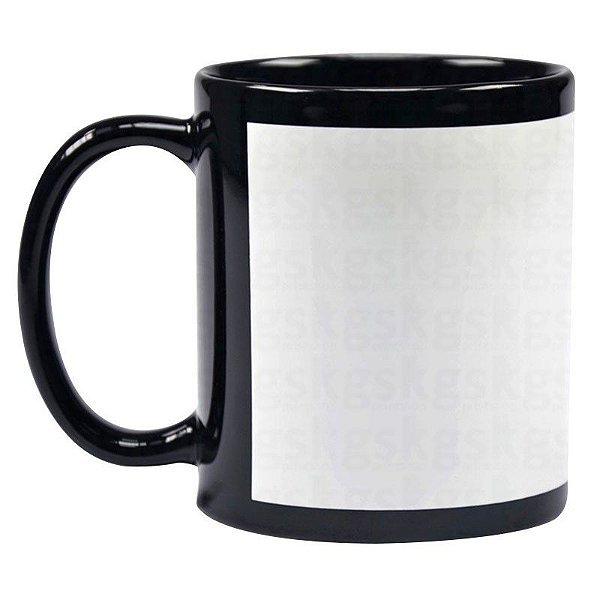 Caneca Preta Tarja Branca