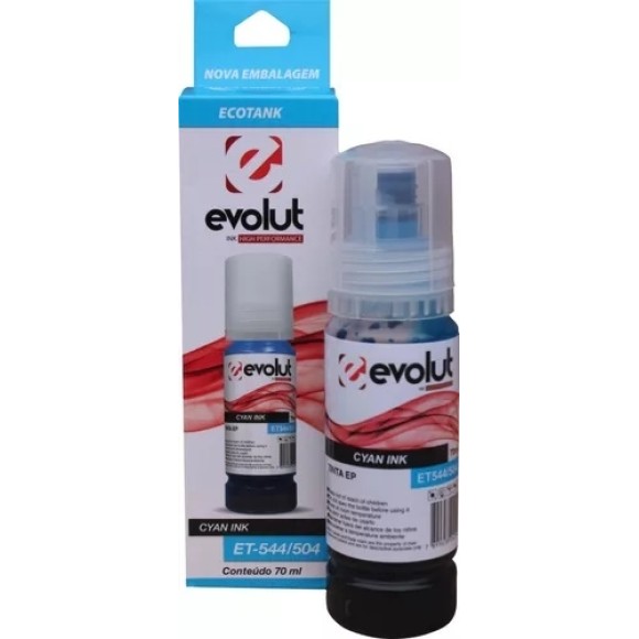 Tinta Evolut Compatível 544/504 Ciano/Azul - 70ML