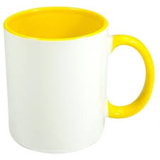 Caneca Fundo e Alça Cores - Amarela