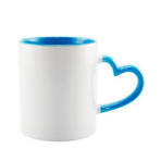 Caneca Fundo e Alça Cores Coração - Azul Claro