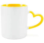 Caneca Fundo e Alça Cores Coração - Amarela