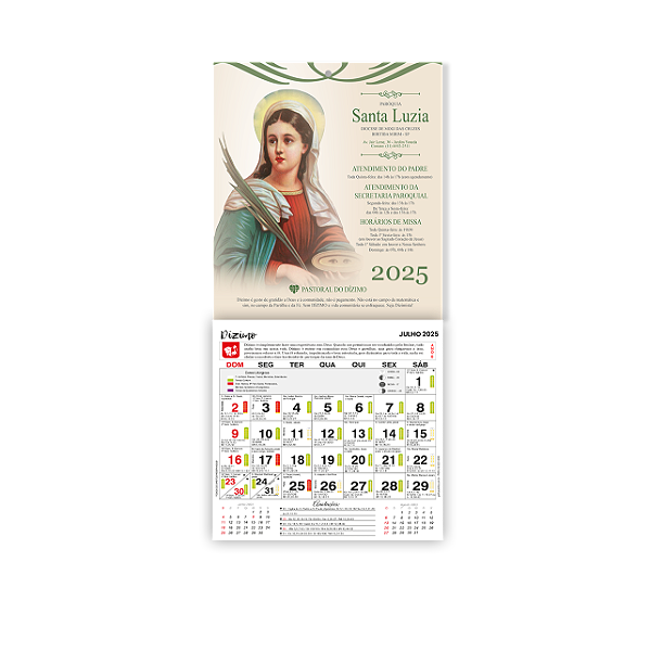 Folhinha Padroeira 2026 - Layout Personalizado