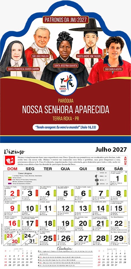 Folhinha Padroeira Corte Especial 2027