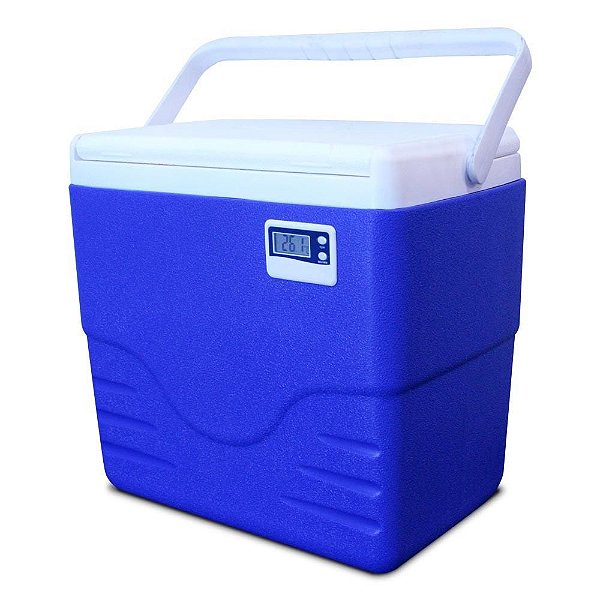 Caixa Térmica Azul Termômetro Digital Alça 15 Lts - Coleman