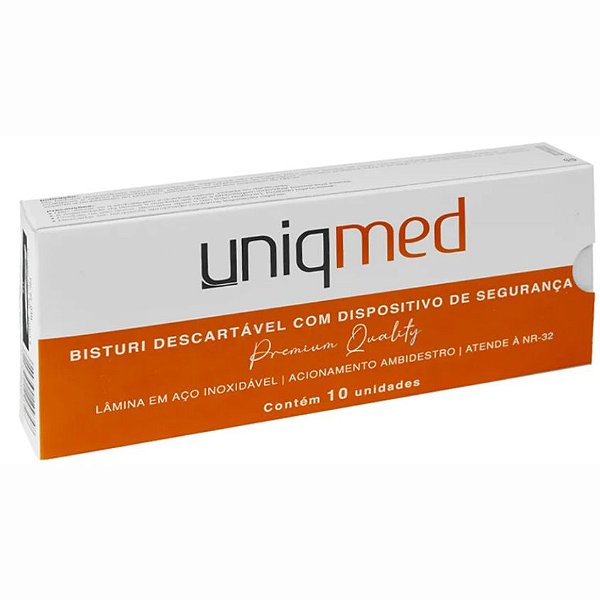 Bisturi Descartável Em Aço Carbono Caixa Com 10 Unidades - Uniqmed