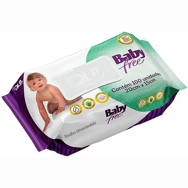 Lenço Umedecido Toalha Baby Free Pacote Com 100 Unidades - Qualybless