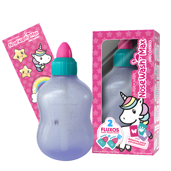 Lavador Nasal Nosewash Max Adulto e Infantil 240ml Unicórnio - Agpmed