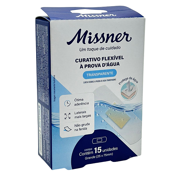 Curativo a Prova D'agua 2,5cm x 7,5cm C/15un - Missner