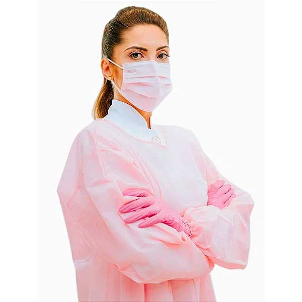 Avental Descartável Manga Longa Rosa 40g - Spk Protection - Material Médico  - Artigos Hospitalares