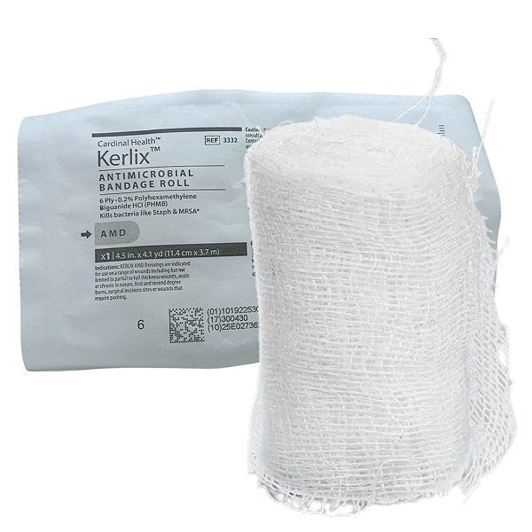 Curativo Compressa de Gase Kerlix 100% Algodão PHMB AMD Rolo 11,4cm x 3,7m - Cardinal Health