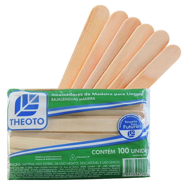 Abaixador De Madeira Para Língua C/100 Un. - Theoto