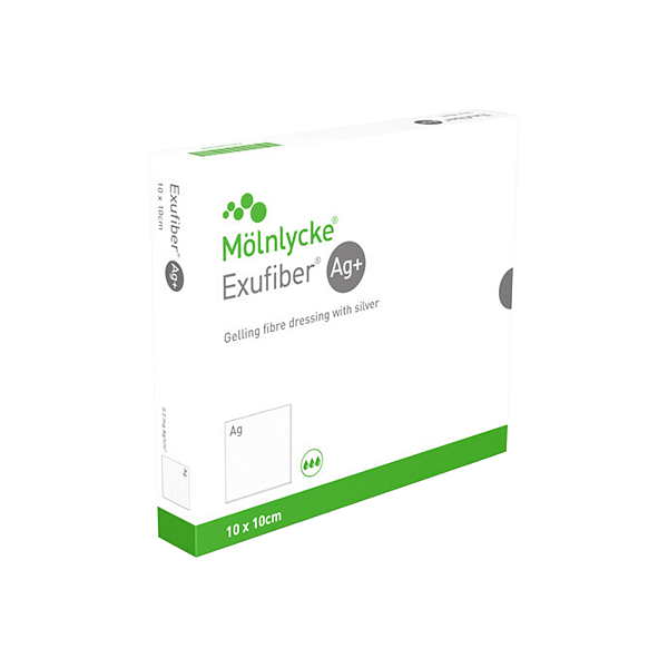 Curativo Exufiber Fibra Gelificante Antimicrobiano AG 10x10cm ( Unidade ) - Molnlycke
