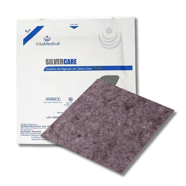 Curativo de Alginato de Cálcio Com Prata Silvercare  VitaMedical - 1 Unidade