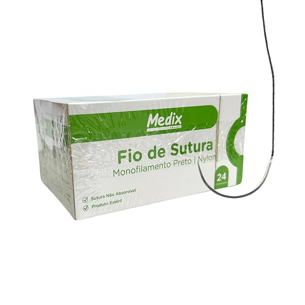 Fio de Sutura Monofilamento Nylon com Agulha - Caixa - Medix