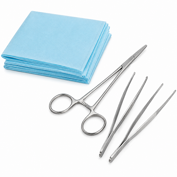 Kit Curativo Estéril Kolplast com Pinças e Campo Cirúrgico
