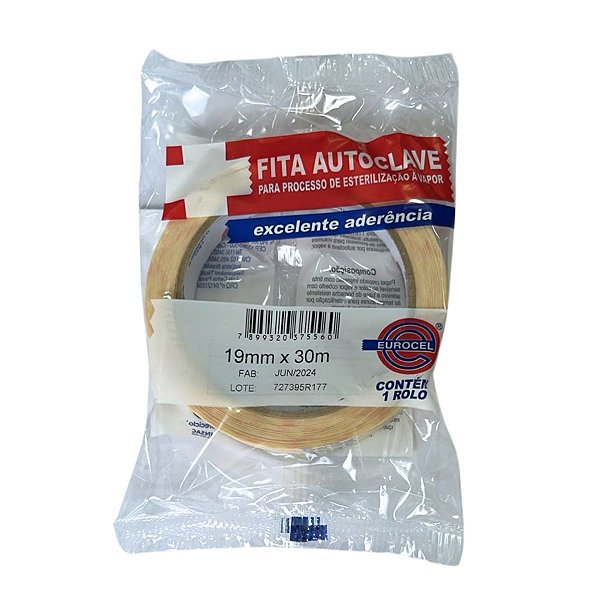 Fita Adesiva para Autoclave com Indicador de Esterilização - Unidade - Eurocel