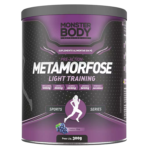 Metamorfose Light Pré-Treino Uva 300g - Monster Body - Supraervas