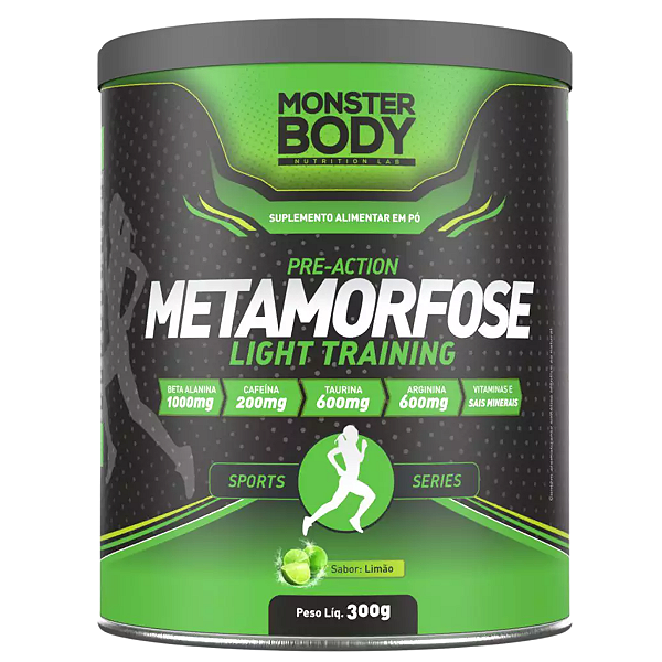 Metamorfose Light Pré-Treino Limão 300g - Monster Body - Supraervas