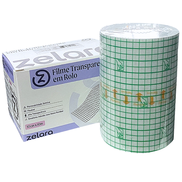 Curativo Filme Transparente Adesivo em Rolo 10cm x 10m - Zelara