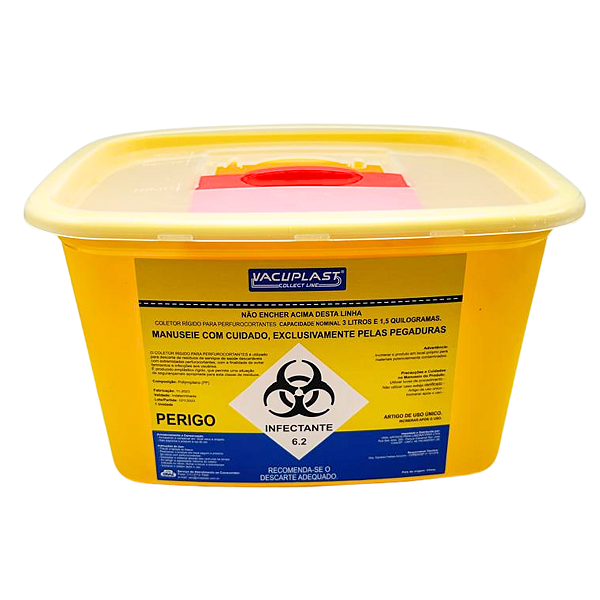 Coletor Rígido para Material Perfurocortante 3L - CralPlast