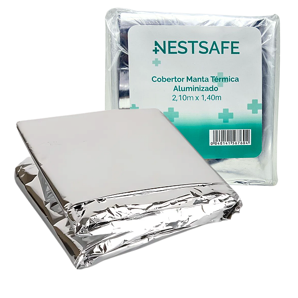 Cobertor Manta Térmica Aluminizado P/Resgate Adulto 2,10m x 1,40m - NestSafe