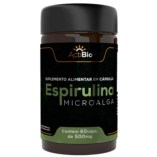 Espirulina Microalga 500mg - 60 caps - ActiBio - Supraervas