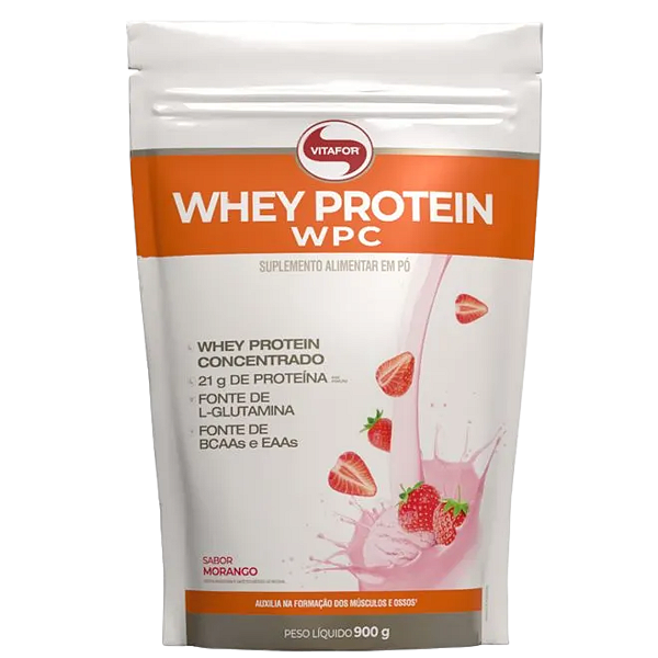 Whey Protein WPC Morango 900g - Vitafor