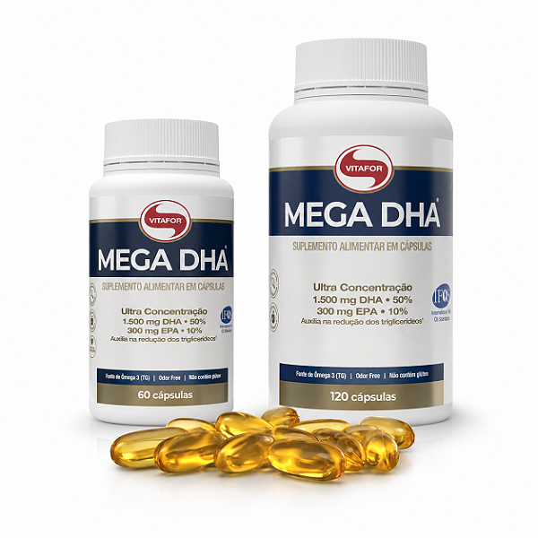 Mega DHA Vitafor Ômega 3 1500 mg DHA 60 ou 120 Cápsulas