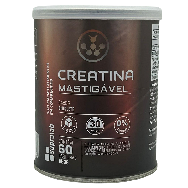 Creatina em Pastilha Mastigável Chiclete - 60 Un - SupraLab - Supraervas