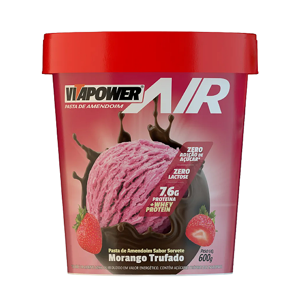 Pasta de Amendoim Sorvete de Morango Trufado 600g - Vitapower - Vitafor
