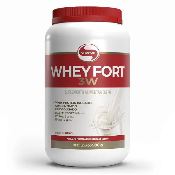 Whey Fort 3W - 900g Neutro - Vitafor