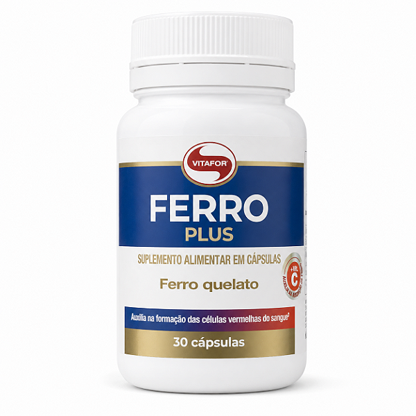 Suplemento Ferro Plus Vitafor com Ferro Quelato e Vitamina C 30 Cápsulas