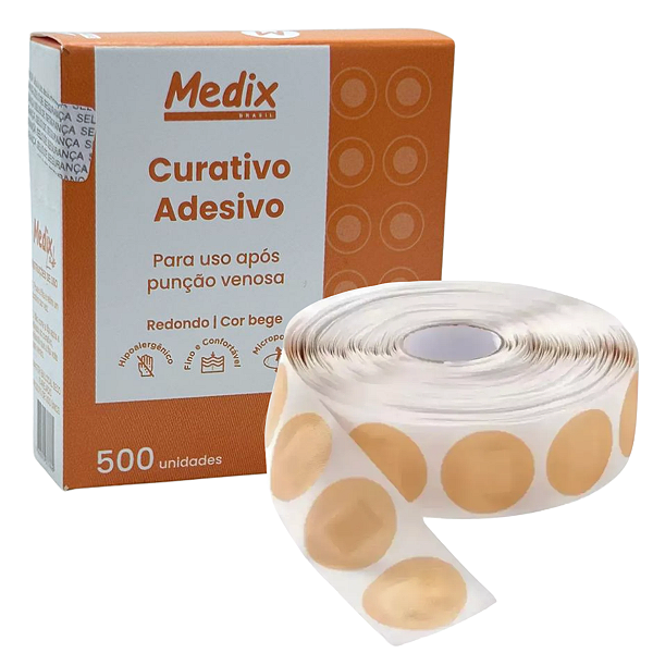 Curativo Adesivo Redondo Pós Pós-punção - Caixa Com 500 Unidades - Medix