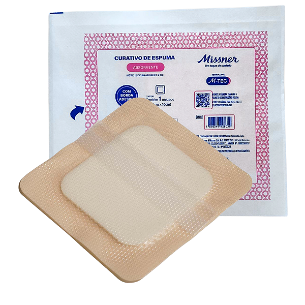 Curativo Espuma Absorvente Silicone com Borda Adesiva 10cm x 10cm - Missner