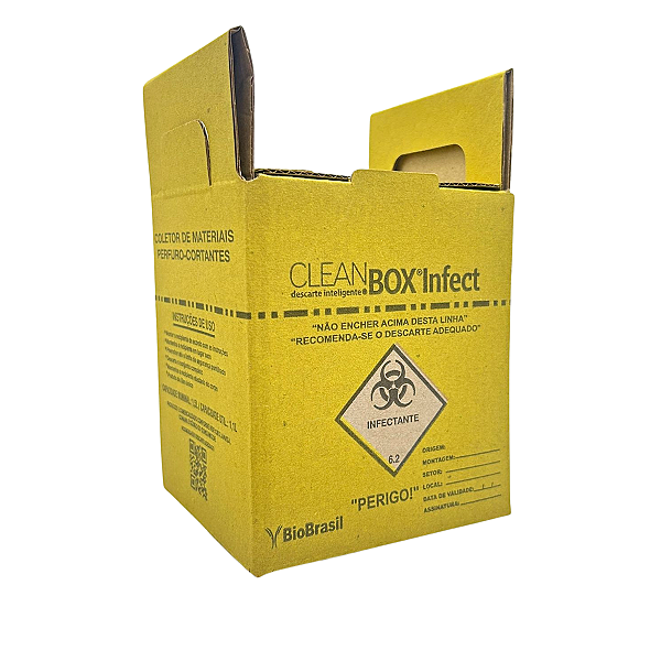 Coletor de Materiais Perfurocortantes 1,5L - Amarelo - Unidade - Clean Box