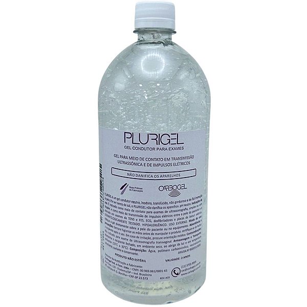 Plurigel Gel Condutor para Ultrassom e Correntes Incolor 1kg - Carbogel