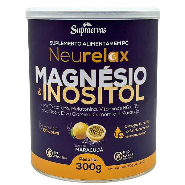 Neurelax Magnésio e Inositol Sabor Maracujá 300g - Supraervas