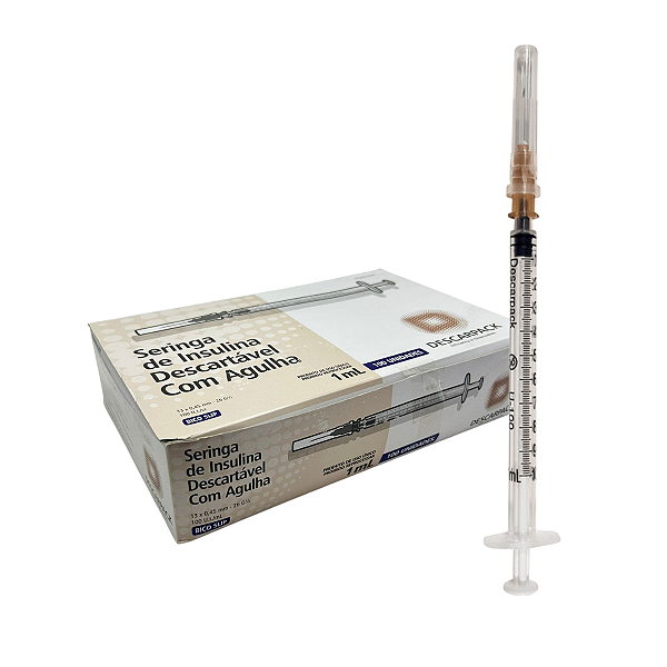 Seringa 1ml com Agulha Luer Slip 13mm x 0,45mm - Descarpack