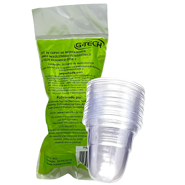 Kit com 20 Copos para Nebulizador Ultraneb Desk 2 - G-tech
