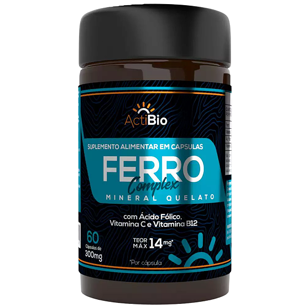 Ferro Complexo Quelato com Ácido Fólico, Vitamina B12 e Vitamina C - 60 cap - ActiBio - Supraervas