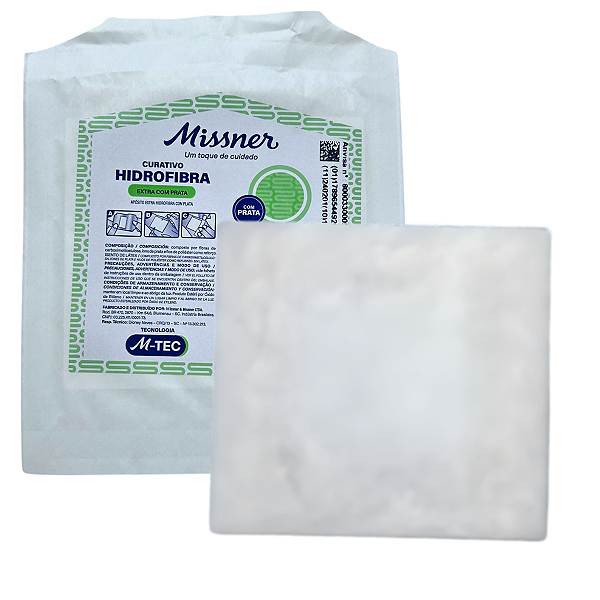 Curativo Hidrofibra Extra Com Prata 10cm x 10cm - Unidade - Missner